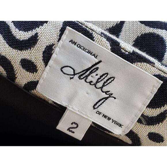 Milly Mini Skirts Womens Size 2 Cream Black Printed Lined Button Front Classic - Picture 3 of 10